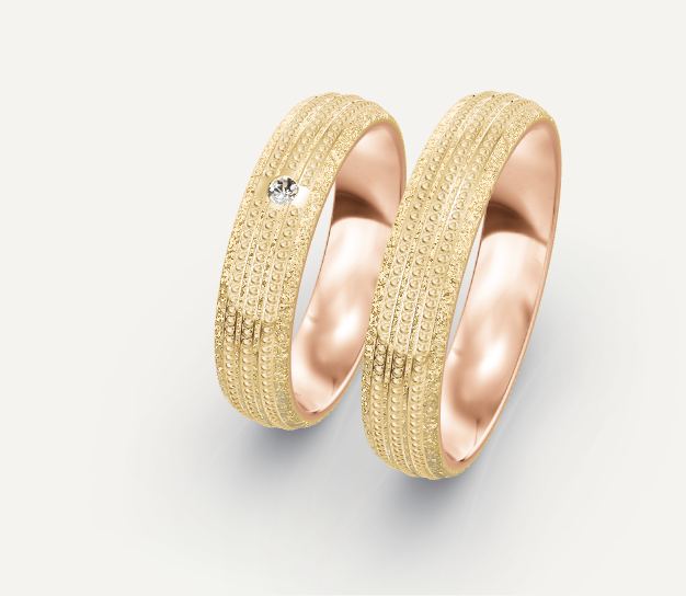 Ehering Bling, Gelbgold und Rosegold